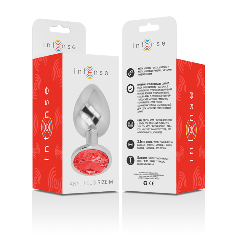 Intense Anal Toys-Spina anale in metallo con cristallo Rosso, M · Accessori BDSM (imaginea 5)