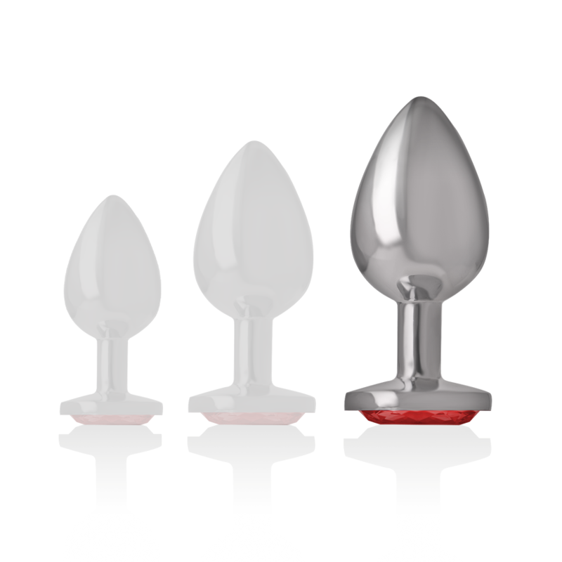 Intense Anal Toys-Plug anale in metallo Alluminio con Cristallo-Rosso, Taglia L · Accessori BDSM (imaginea 6)