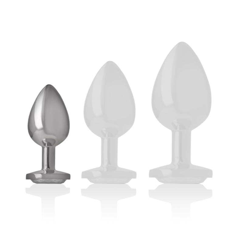 Intense Anal Toys-Plug anale in metallo in Alluminio con Cristallo-Argento, Taglia S · Accessori BDSM (immagine 2)