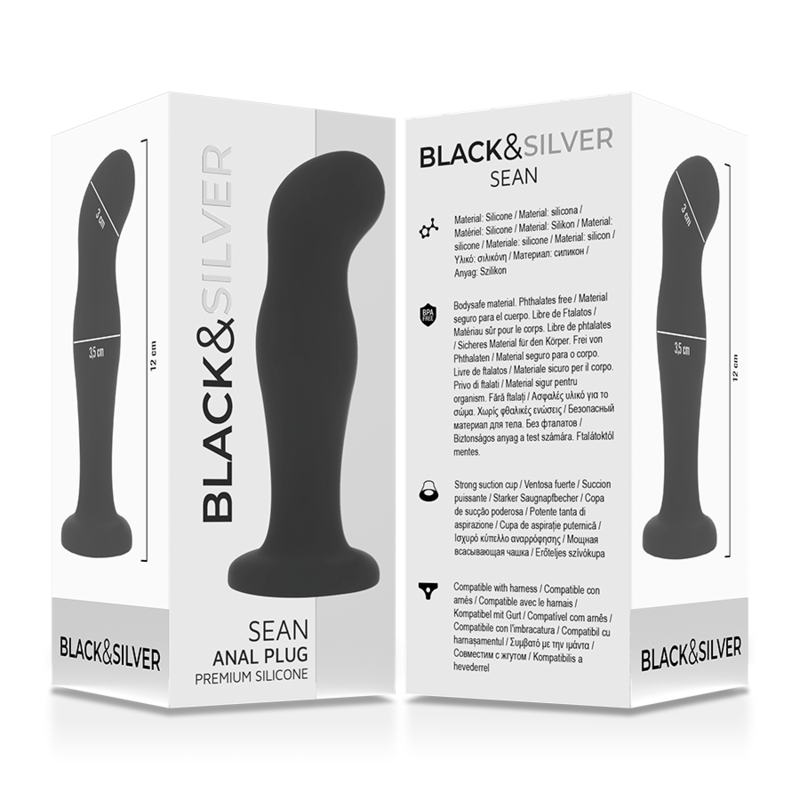 Black&silver-Sean Plug anale Premium Silicone Nero 6 Black&silver-Sean Plug anale Premium Silicone Nero — BLACK&SILVER · Accessori BDSM (imaginea 6)
