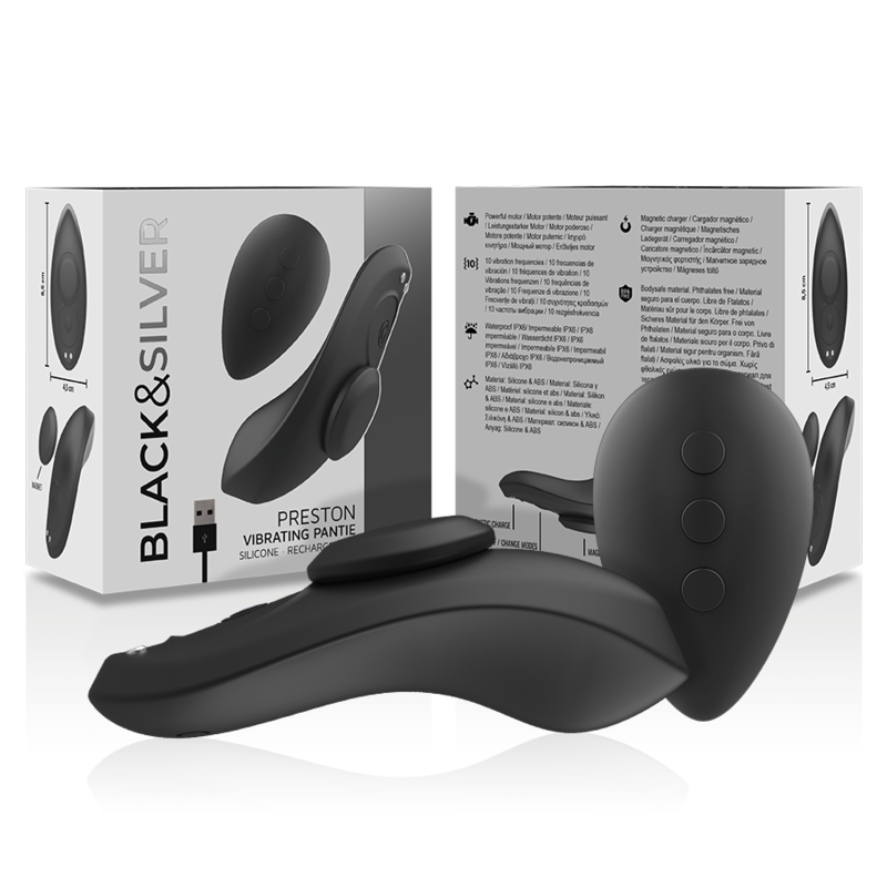 Black&silver-Preston vibratore ricaricabile in silicone 6 Black&silver-Preston vibratore ricaricabile in silicone — BLACK&SILVER · Giocattoli anali (imaginea 6)