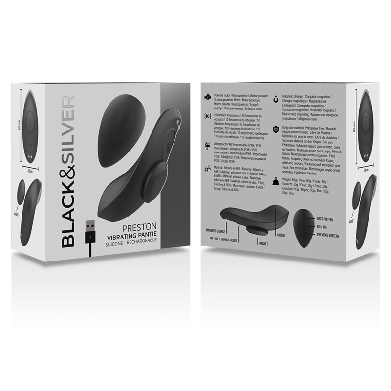 Black&silver-Preston vibratore ricaricabile in silicone 7 Black&silver-Preston vibratore ricaricabile in silicone — BLACK&SILVER · Giocattoli anali (imaginea 7)