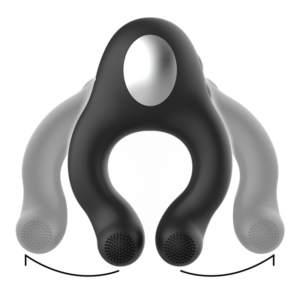 Black&silver-Anello vibrante in silicone, 3 motori, ricaricabile — BLACK&SILVER · Anelli & Guaine per pene (immagine 5)