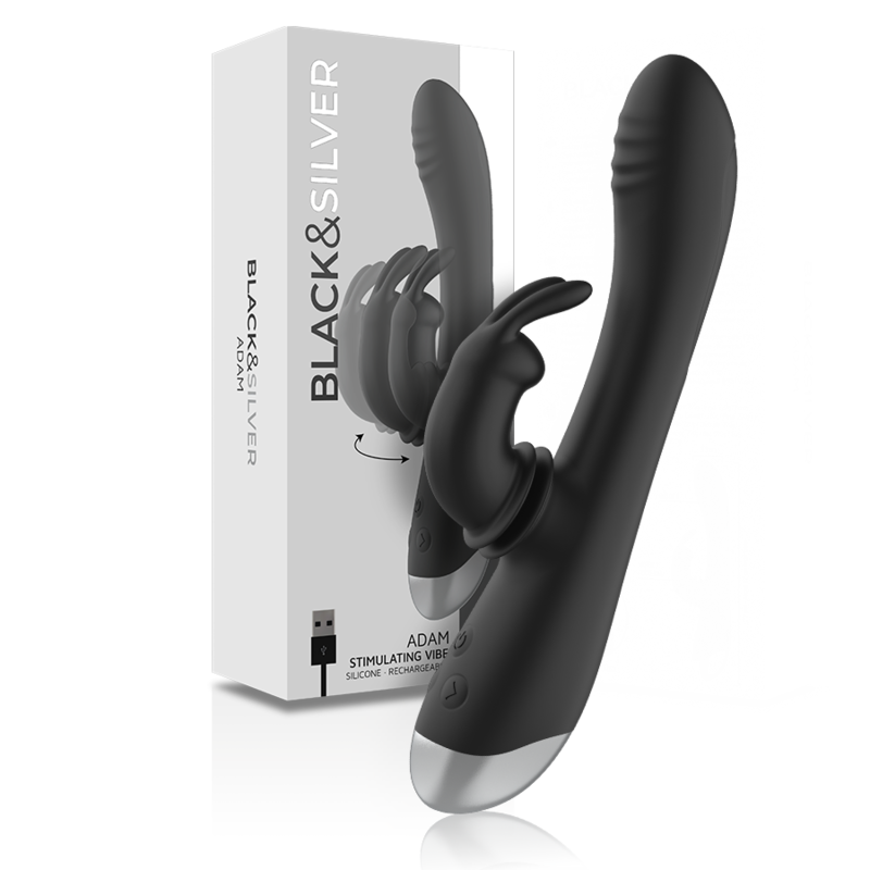 Black&silver-Dj. Adam Vibratore Rabbit Silicone Ricaricabile