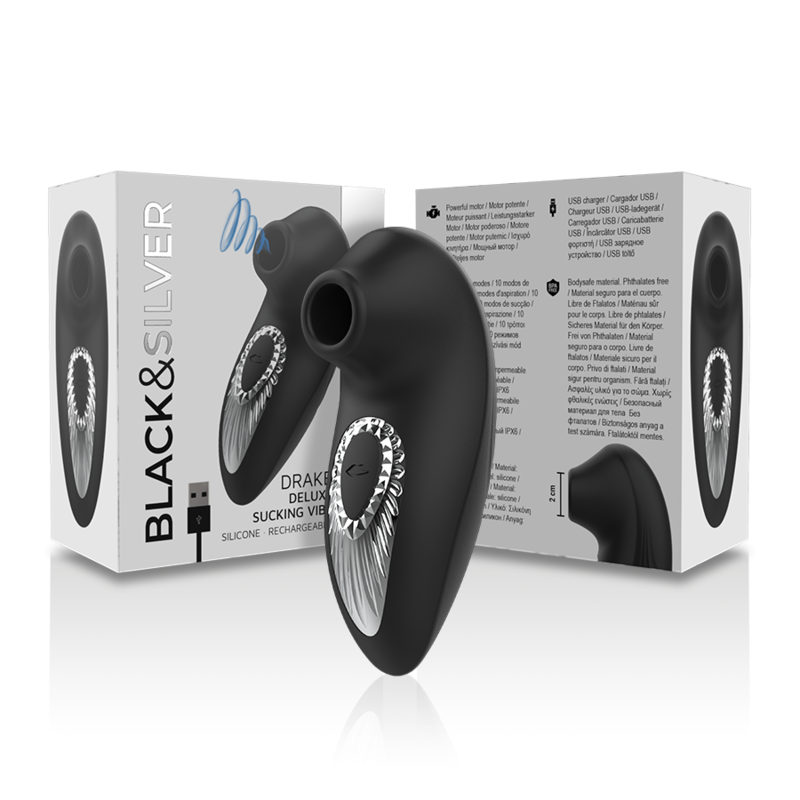 Black&silver-Drake Deluxe Stimolatore di Suzione Ricaricabile 3 Black&silver-Drake Deluxe Stimolatore di Suzione Ricaricabile — BLACK&SILVER · Vibratori (imaginea 3)