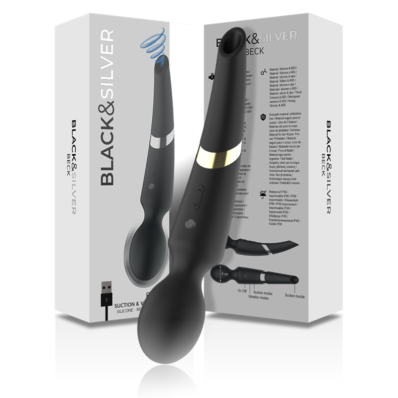 Black&silver-Beck Wand e Coppa di vuoto 2-in-1 di Silicone-10 velocità — BLACK&SILVER · Vibratori (imaginea 6)