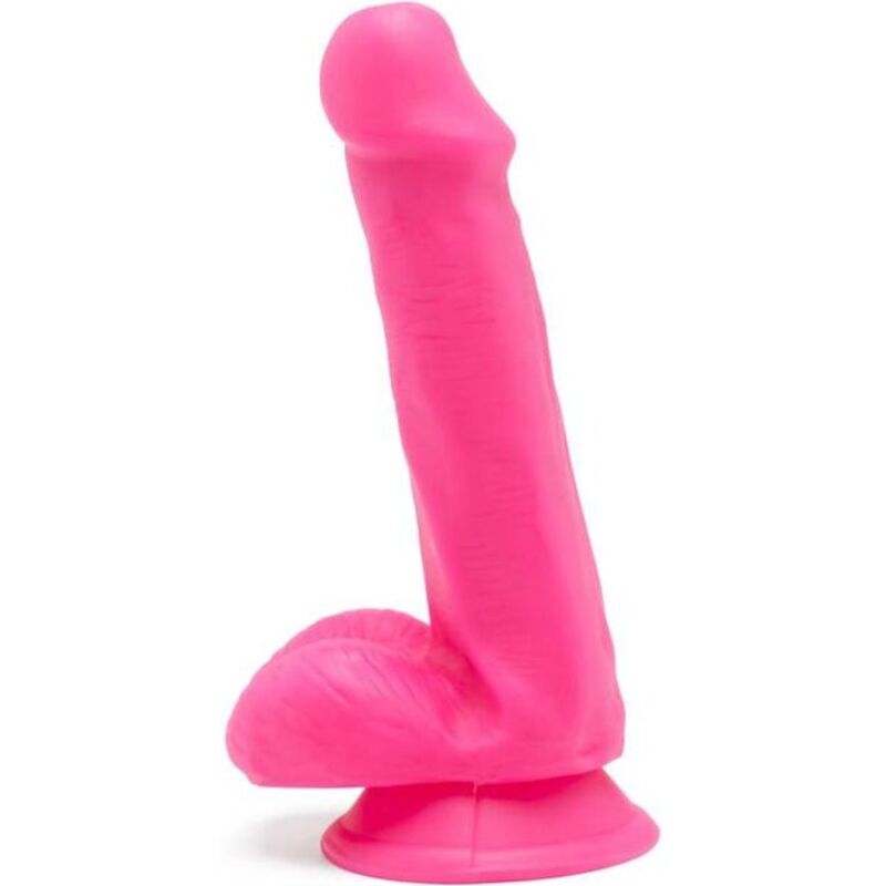 Get Real-Happy Dicks Dildo 12 cm con testicoli Rosa-PVC, Ventosa