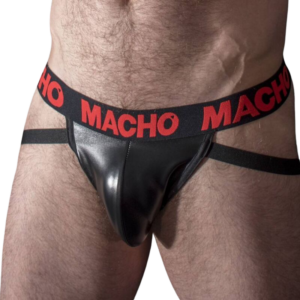 Macho Underwear-MX25RC Jock in pelle ecologica Rossa · Intimo uomo
