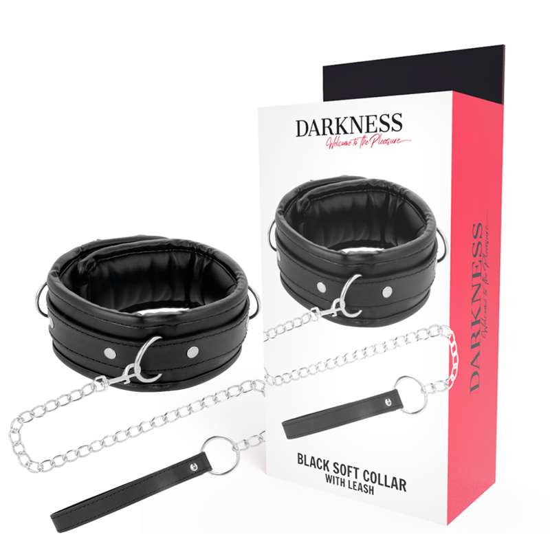 Darkness Bondage-Collana in pelle morbida con catena 1 Darkness Bondage-Collana in pelle morbida con catena · Bondage & Manette