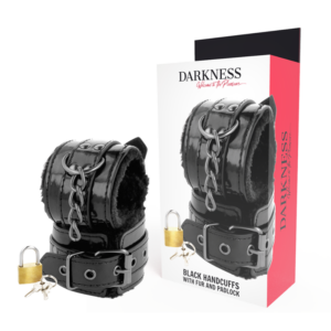 Darkness Bondage-Manette regolabili in pelle Nera con lucchetto