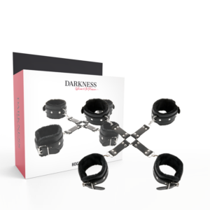 Darkness Bondage-Manette in pelle per mani e piedi neri