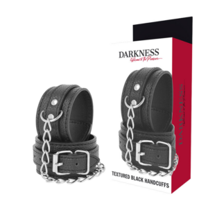 Darkness Bondage-Darkness Polsini in pelle nera strutturata