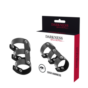 Darkness Bondage-Doppio anello regolabile in pelle per il pene e