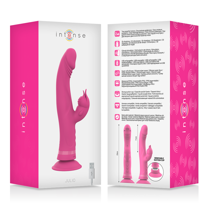 Intense High Tech-Julio Rabbit Vibratore Rosa di Silicone-12 velocità · Vibratori (immagine 2)