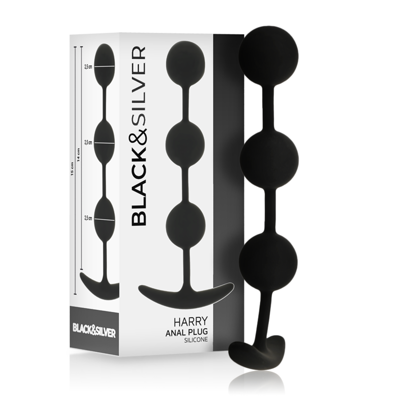 Black&silver-Harry Rosario Anale 3 Sfere Silicone 14 cm 1 Black&silver-Harry Rosario Anale 3 Sfere Silicone 14 cm — BLACK&SILVER · Giocattoli anali