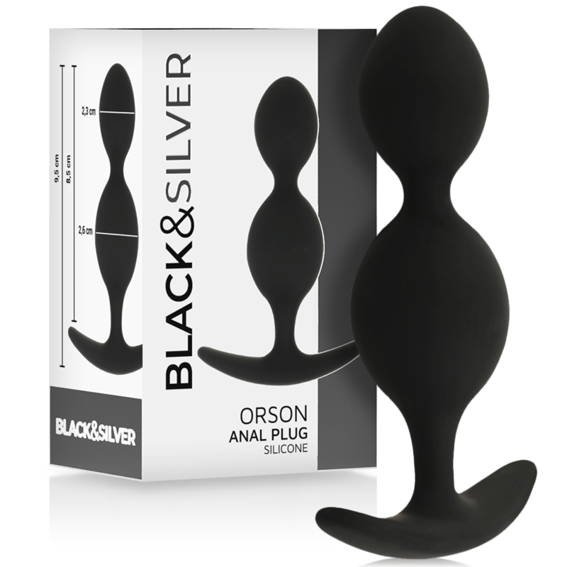 Black&silver-Orson Plug Silicone 2 Ondulazioni Anali 9,5 cm — BLACK&SILVER · Accessori BDSM (immagine 5)