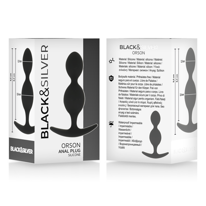 Black&silver-Orson Plug Silicone 2 Ondulazioni Anali 9,5 cm — BLACK&SILVER · Accessori BDSM (immagine 2)