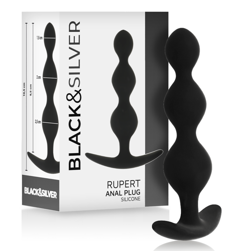 Black&silver-Rupert Catena di Palline anali 10 cm-Silicone, impermeabile — BLACK&SILVER · Giocattoli anali (imaginea 5)
