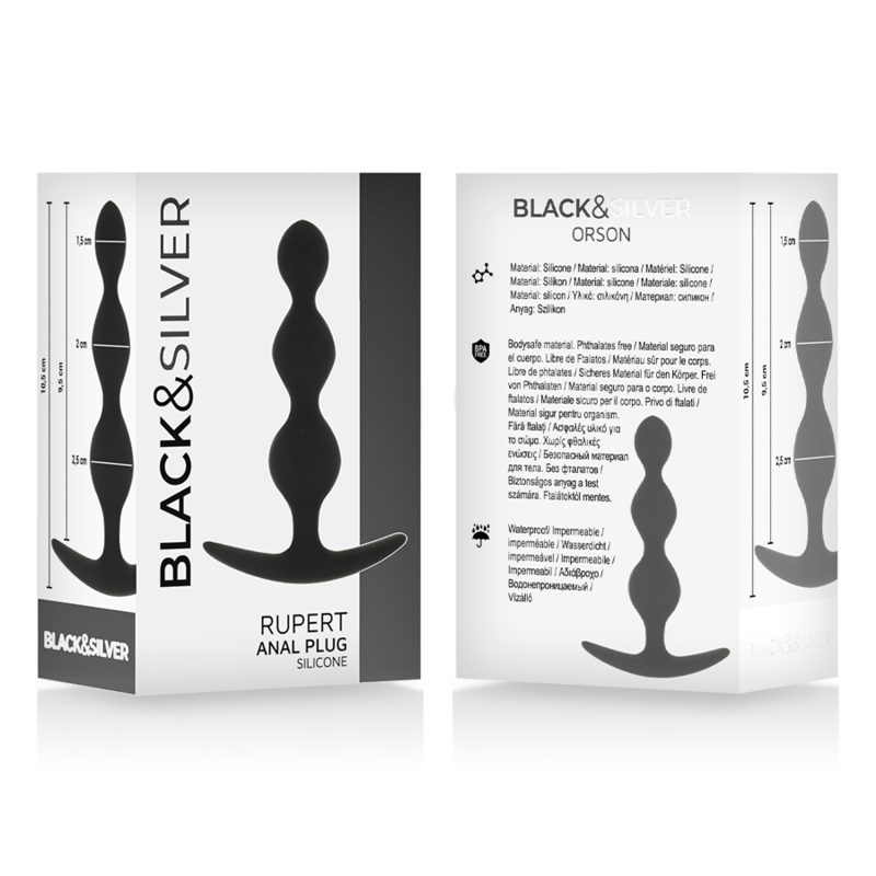 Black&silver-Rupert Catena di Palline anali 10 cm-Silicone, impermeabile 2 Black&silver-Rupert Catena di Palline anali 10 cm-Silicone, impermeabile — BLACK&SILVER · Giocattoli anali (imaginea 2)