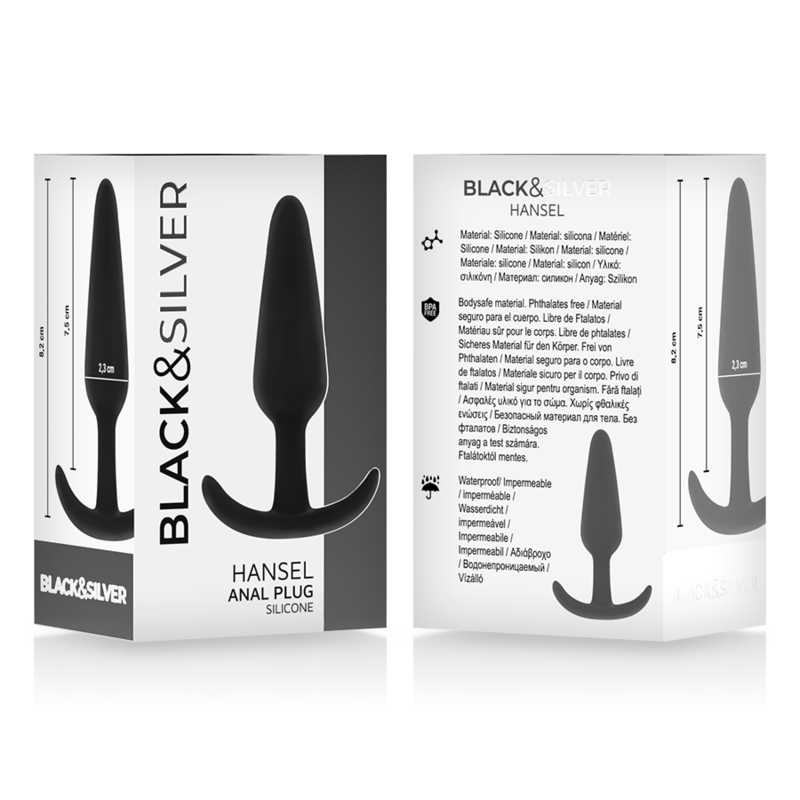 Black&silver-Hansel Plug anale Silicone con Manico Piccolo Impermeabile 5 Black&silver-Hansel Plug anale Silicone con Manico Piccolo Impermeabile — BLACK&SILVER · Accessori BDSM (imaginea 5)