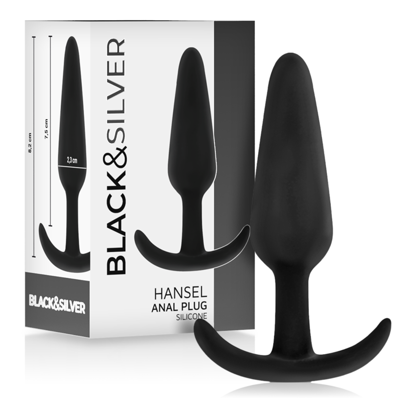 Black&silver-Hansel Plug anale Silicone con Manico Piccolo Impermeabile 2 Black&silver-Hansel Plug anale Silicone con Manico Piccolo Impermeabile — BLACK&SILVER · Accessori BDSM (imaginea 2)