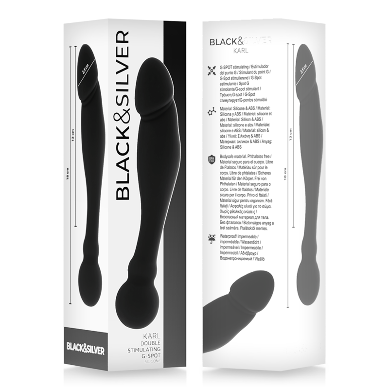 Black&silver-Karl Dildo Stimolatore Punto G 18 cm-Silicone 2 Black&silver-Karl Dildo Stimolatore Punto G 18 cm-Silicone — BLACK&SILVER · Giocattoli anali (imaginea 2)