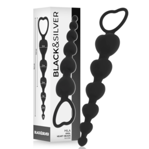 Black&silver-Mila Catena Anale 'chain of Hearts' 18 cm-Silicone — BLACK&SILVER · Giocattoli anali (immagine 6)