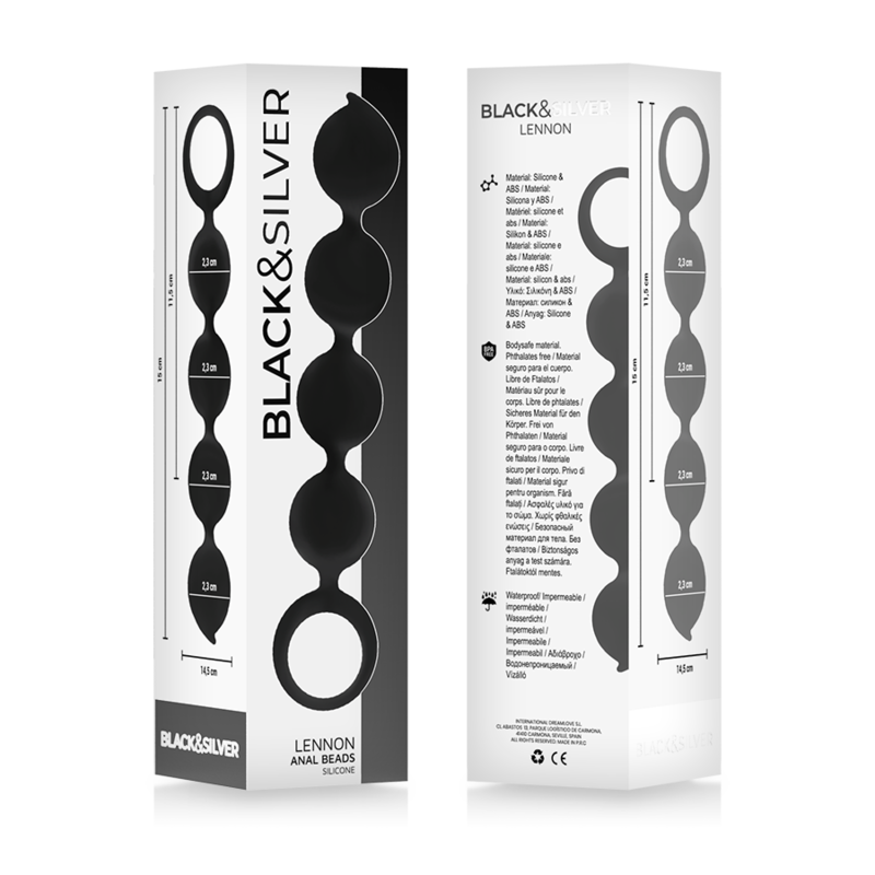 Black&silver-Lennon Rosario Anal 4 Sfere Silicone 15 cm-Waterproof — BLACK&SILVER · Giocattoli anali (immagine 4)