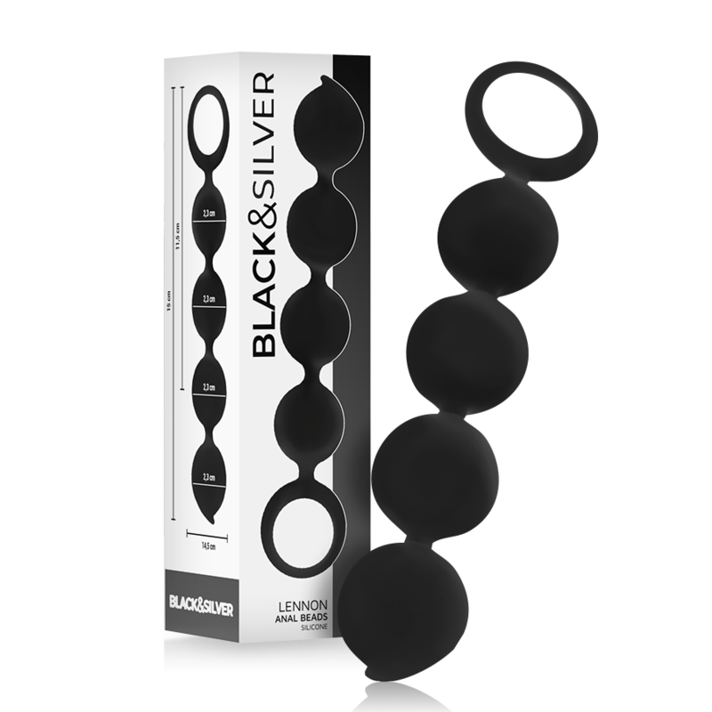 Black&silver-Lennon Rosario Anal 4 Sfere Silicone 15 cm-Waterproof 2 Black&silver-Lennon Rosario Anal 4 Sfere Silicone 15 cm-Waterproof — BLACK&SILVER · Giocattoli anali (immagine 2)