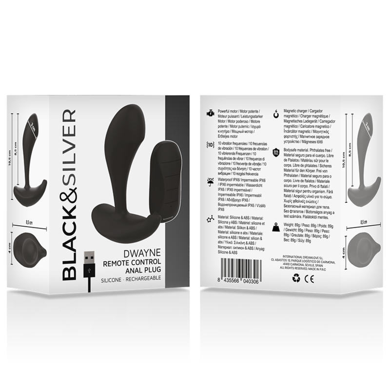 Black&silver-Dwayne Plug anale Silicone con Telecomando — BLACK&SILVER · Accessori BDSM (immagine 3)