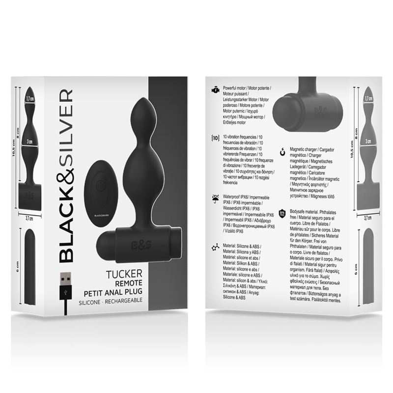 Black&silver-Tucker Piccolo Plug anale Silicone con Telecomando-10 — BLACK&SILVER · Accessori BDSM (imaginea 4)