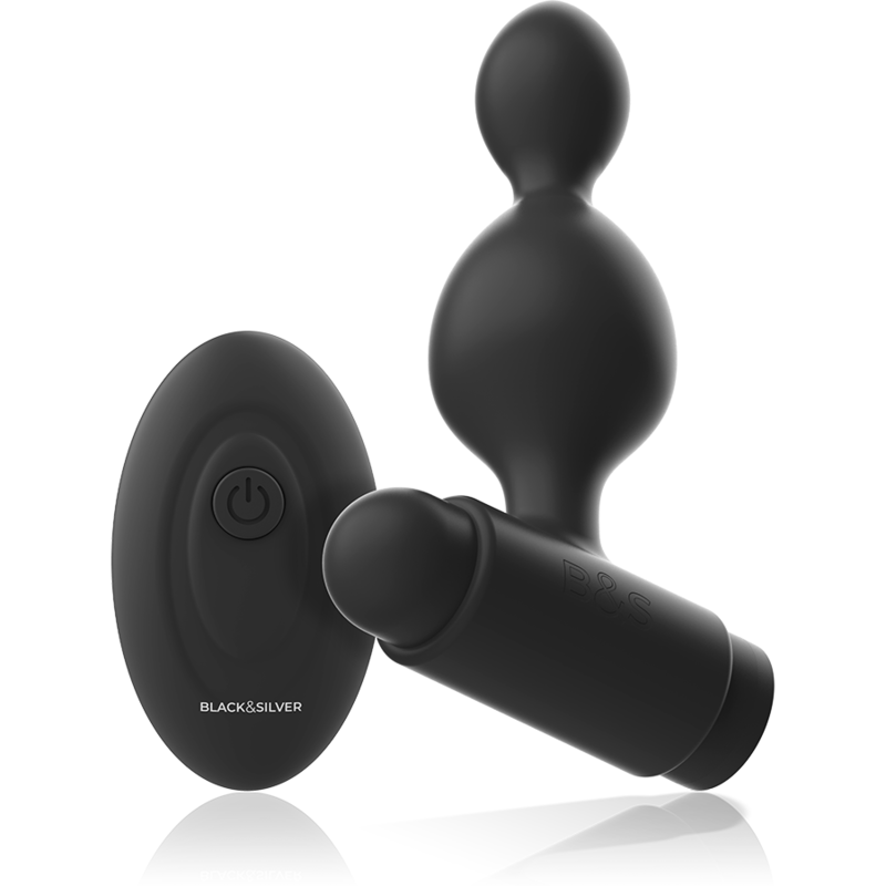 Black&silver-Tucker Piccolo Plug anale Silicone con Telecomando-10