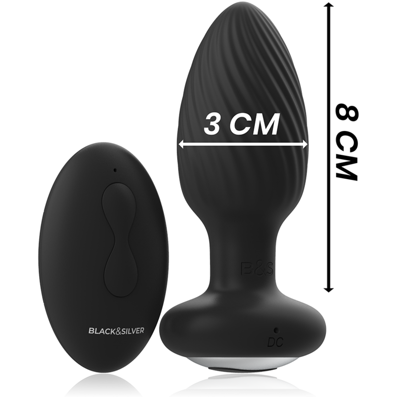 Black&silver-Welss Plug anale Rotatore in Silicone — BLACK&SILVER · Accessori BDSM (immagine 4)