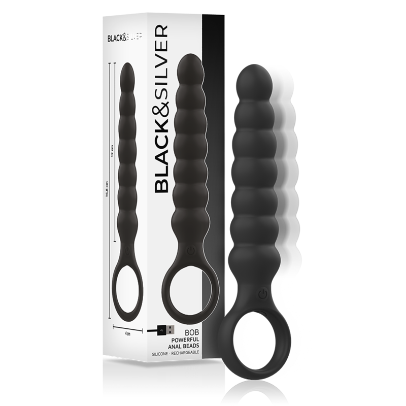 Black&silver-Bob potente dilatatore anale in silicone-10 velocità — BLACK&SILVER · Giocattoli anali (immagine 5)