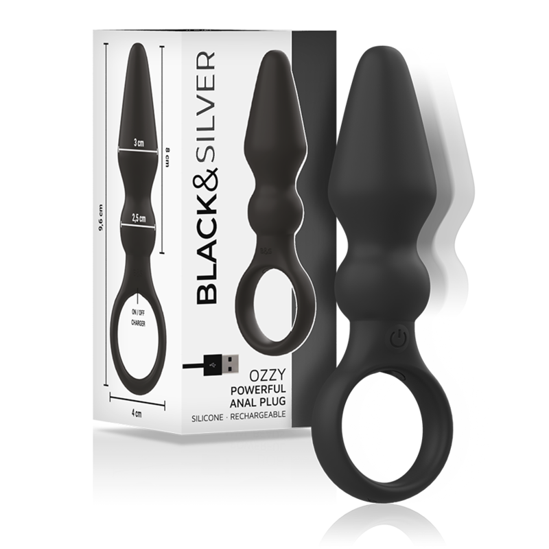 Black&silver-Ozzy Vibrator Plug anale in Silicone 1 Black&silver-Ozzy Vibrator Plug anale in Silicone — BLACK&SILVER · Accessori BDSM