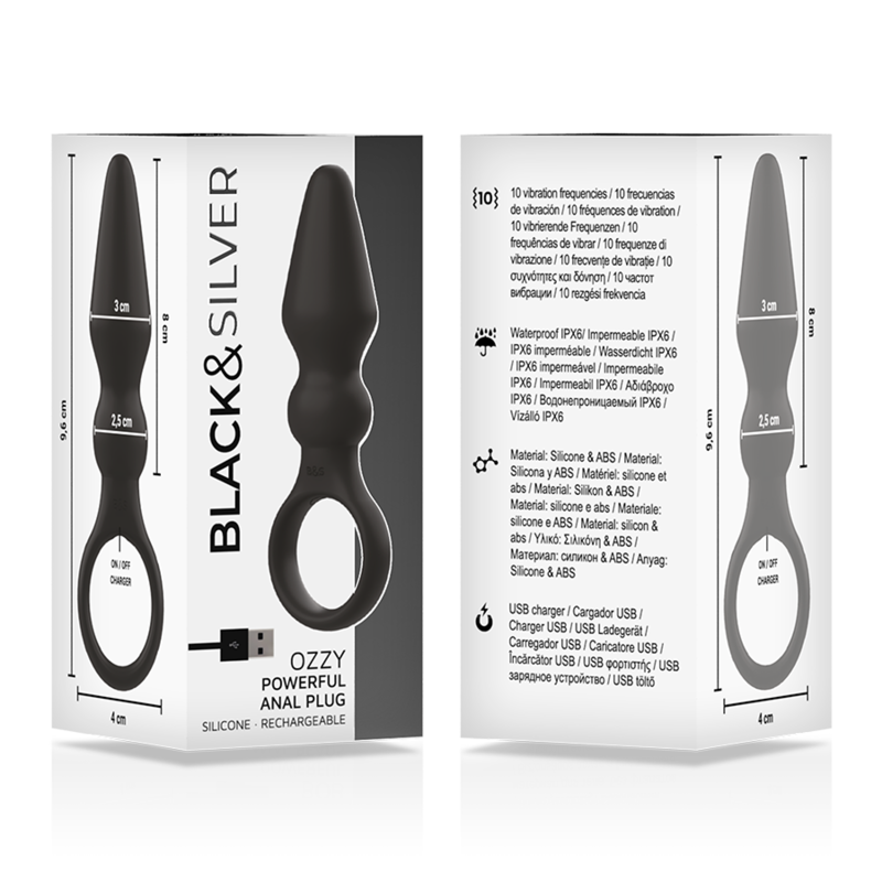 Black&silver-Ozzy Vibrator Plug anale in Silicone 2 Black&silver-Ozzy Vibrator Plug anale in Silicone — BLACK&SILVER · Accessori BDSM (immagine 2)