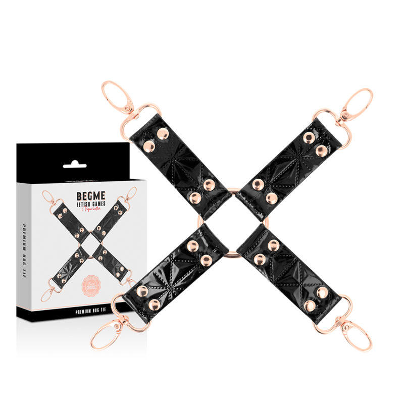 Begme Black Edition-Black Edition Vegan Leather Hog Tie-Metal 1 Begme Black Edition-Black Edition Vegan Leather Hog Tie-Metal — BEGME FETISH GAMES · Bondage & Manette (imaginea 2)
