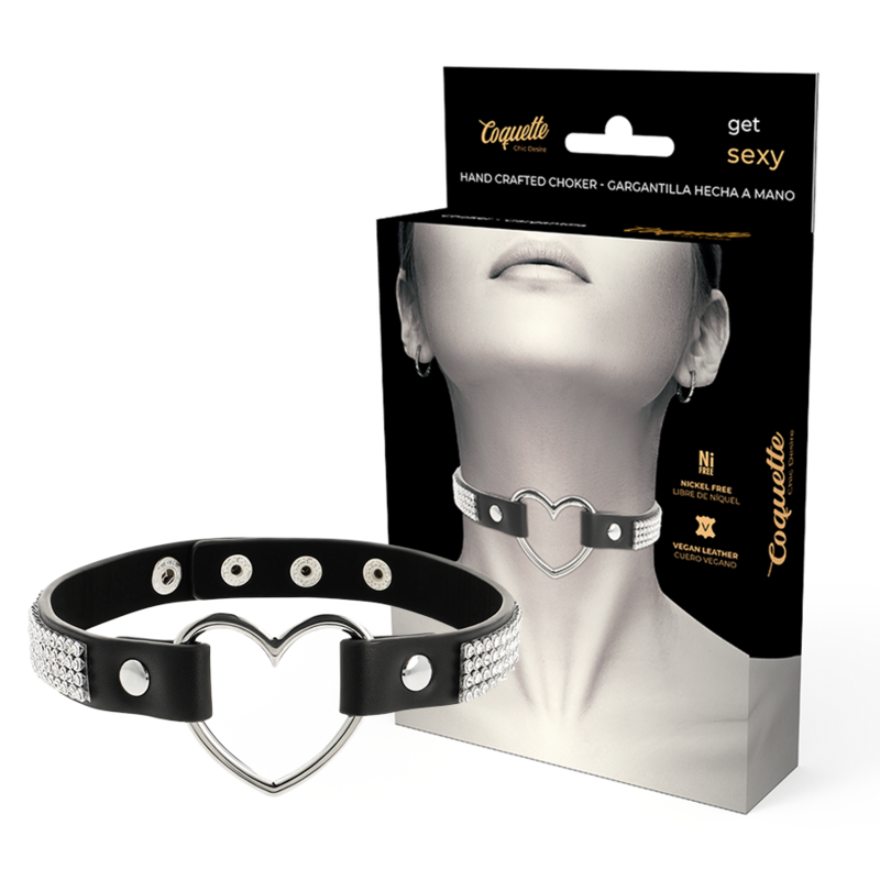 Coquette Accessories-Collana Choker in Pelle Vegana con Cuore