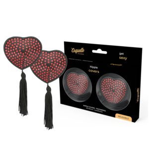 Coquette Accessories-Coperture per capezzoli Cuore Nero/Rosso