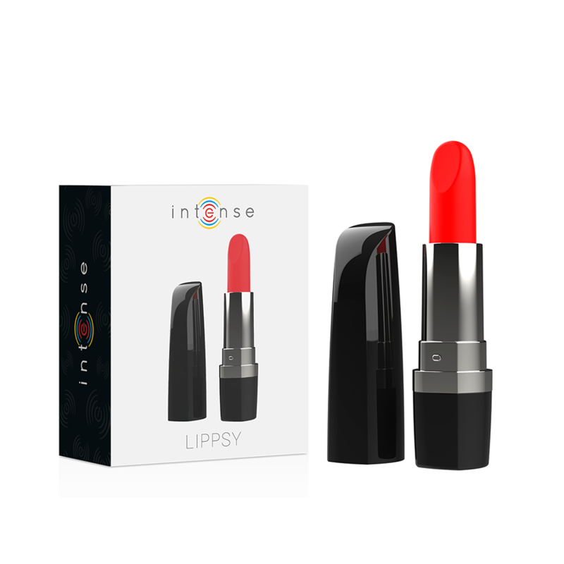 Intense Fun Toys-Lippsy Rossetto Vibratore Nero-Silicone, 10 velocità