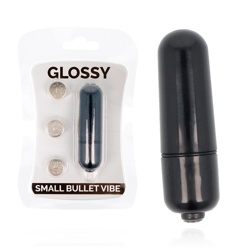 Glossy-Small Bullet Vibe Nero-ABS, 3 velocità, Impermeabile