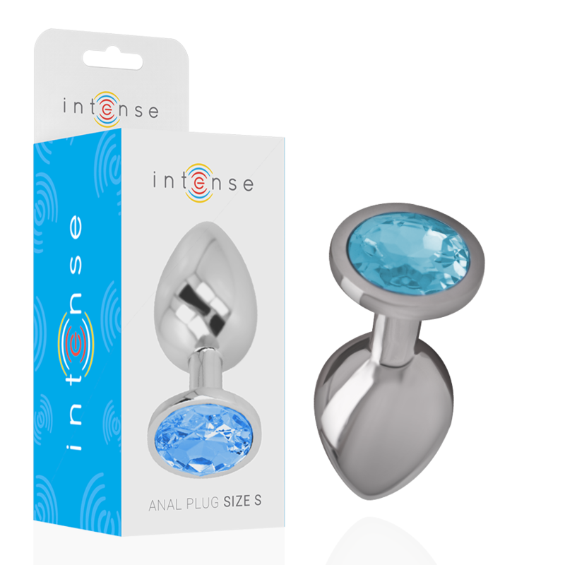 Intense Anal Toys-Plug anale in metallo con Cristallo Blu, Taglia S