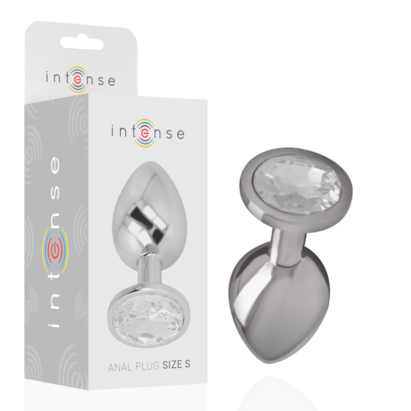 Intense Anal Toys-Plug anale in metallo in Alluminio con Cristallo-Argento, Taglia S