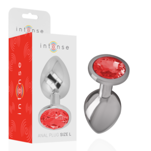 Intense Anal Toys-Plug anale in metallo Alluminio con Cristallo-Rosso, Taglia L · Accessori BDSM