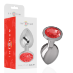 Intense Anal Toys-Spina anale in metallo con cristallo Rosso, M · Accessori BDSM