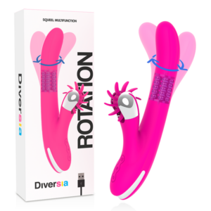 Diversia-Bunny Rotation 24 cm-Silicone, 7 velocità, Ricaricabile, USB · Vibratori