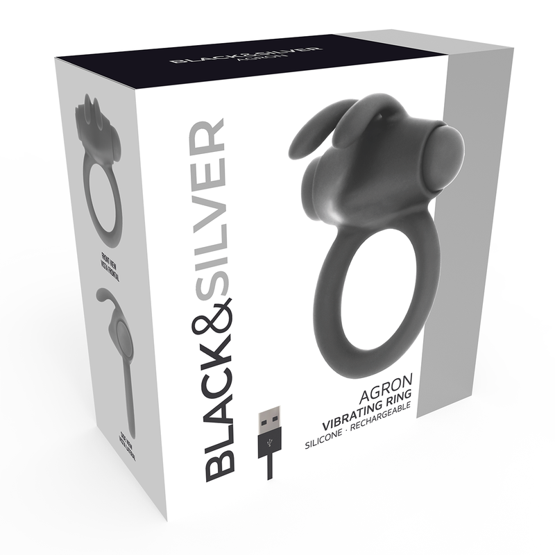 Black&silver-Agron Ring 2.O Anello Vibrante Ricaricabile-Silicone 3 Black&silver-Agron Ring 2.O Anello Vibrante Ricaricabile-Silicone — BLACK&SILVER · Anelli & Guaine per pene (imaginea 3)