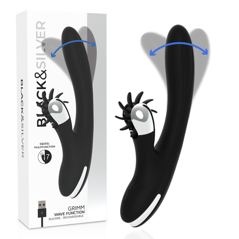Black&silver-Bunny Grimm Wave Function-Silicone, 7 velocità — BLACK&SILVER · Vibratori (immagine 9)