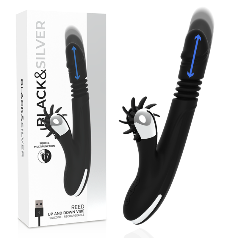 Black&silver-Bunny Reed Up & Down Vibe-Silicone, 7 velocità — BLACK&SILVER · Vibratori (immagine 9)