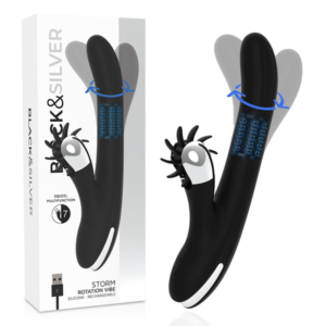 Black&silver-Bunny Storm Rotazione Vibe-Silicone, 7 velocità — BLACK&SILVER · Vibratori (immagine 9)